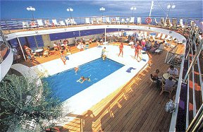 Swimming pool area on the Athena cruise ship