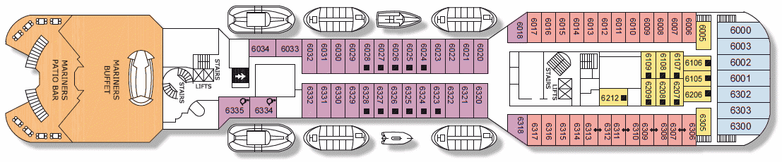 Deck 6 of the cruise ship